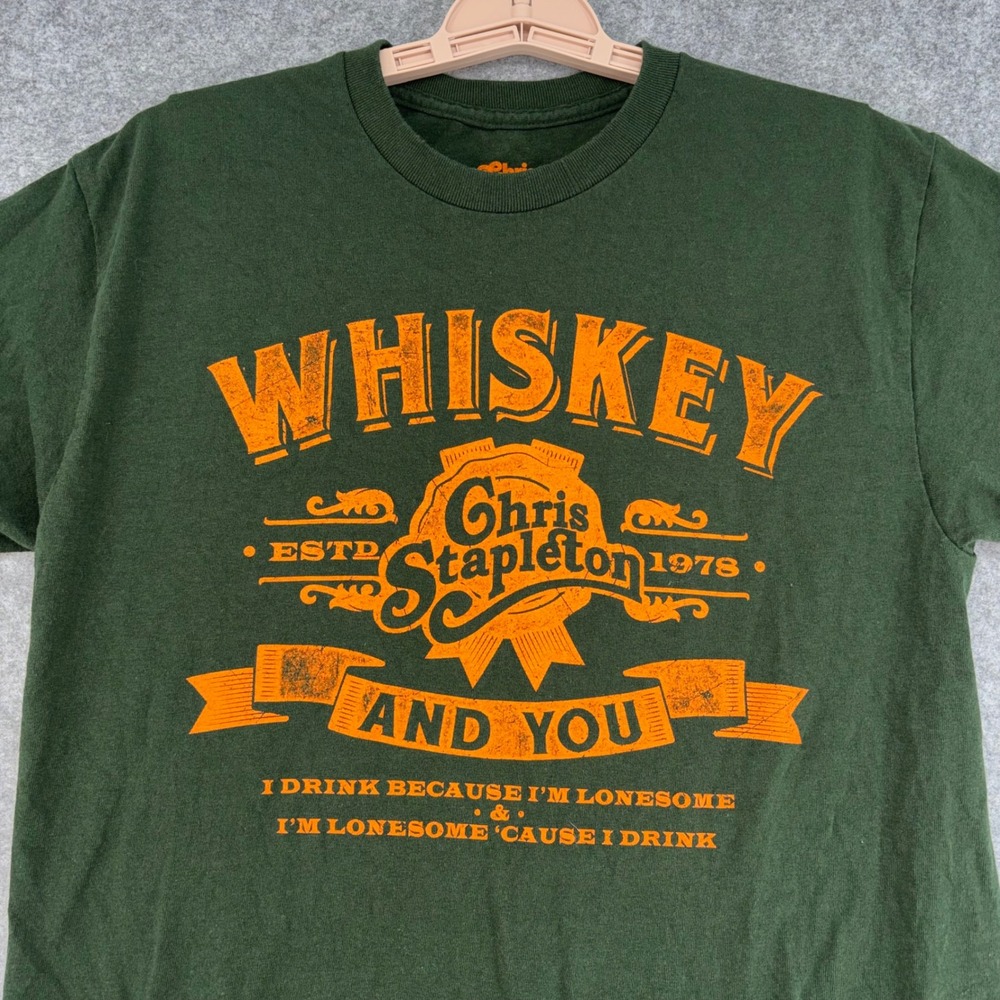 Chris Stapleton Whiskey And You Graphic T-Shirt Green Orange Mens Medium